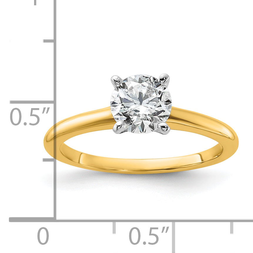 14k Two-tone 1 Ct. Certified Lab Grown Diamond VS/SI+ G+ Round Solitaire Engagement Ring