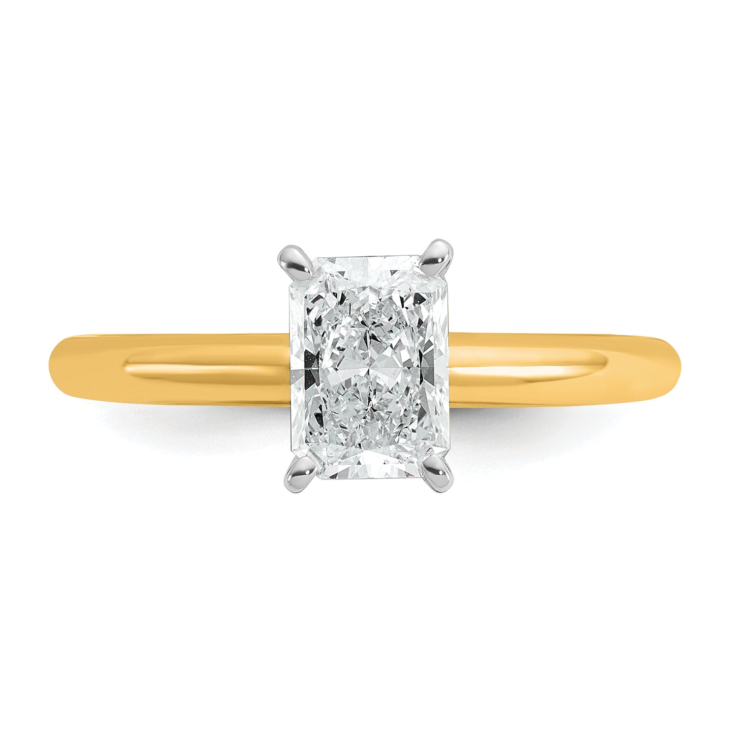 14k Two-tone 1 Ct. Certified Lab Grown Diamond VS/SI+ G+ Radiant Solitare Engagement Ring