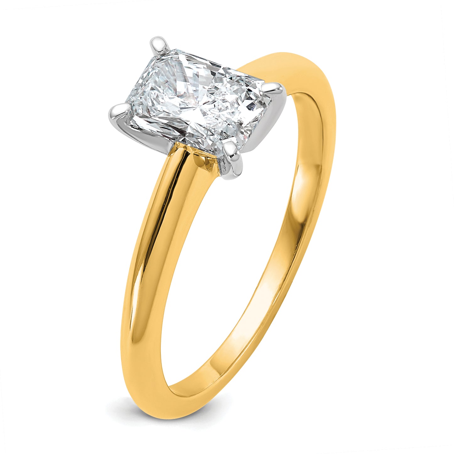 14k Two-tone 1 Ct. Certified Lab Grown Diamond VS/SI+ G+ Radiant Solitare Engagement Ring