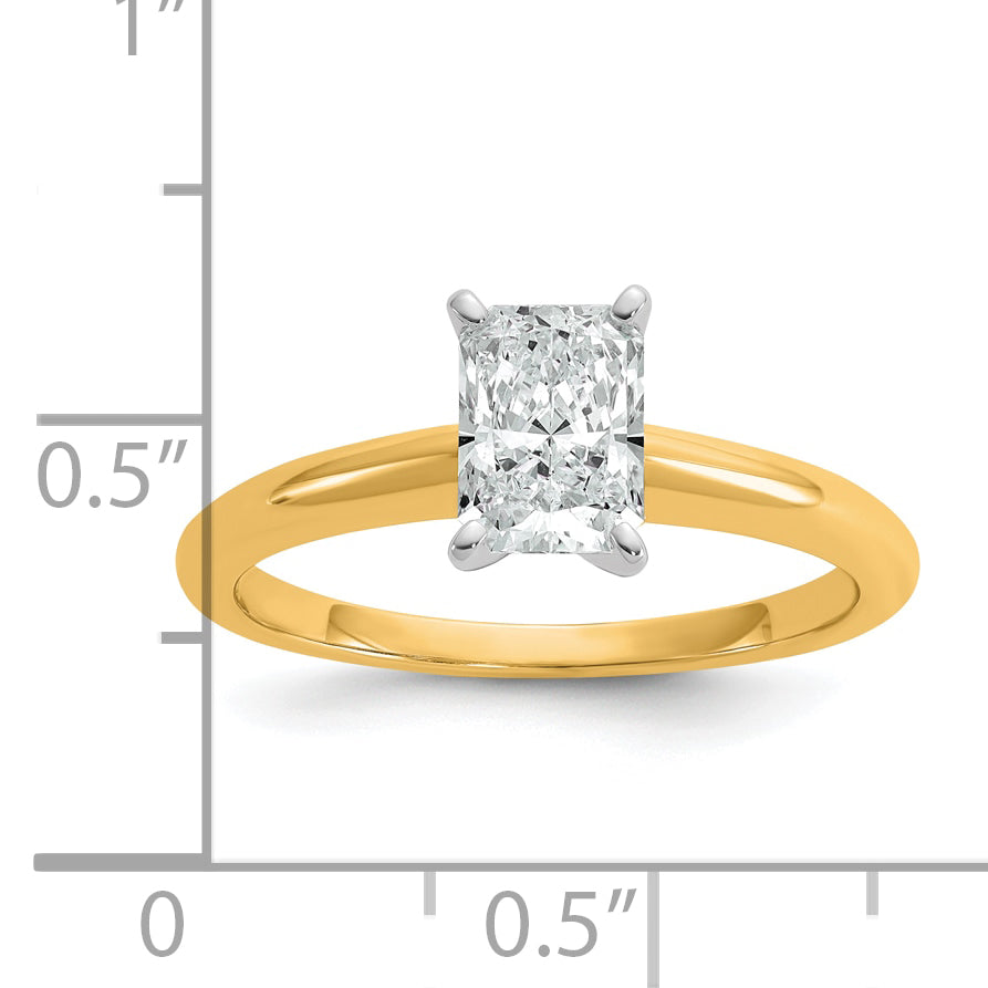 14k Two-tone 1 Ct. Certified Lab Grown Diamond VS/SI+ G+ Radiant Solitare Engagement Ring