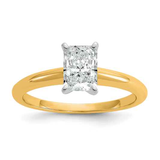 14k Two-tone 1 Ct. Certified Lab Grown Diamond VS/SI+ G+ Radiant Solitare Engagement Ring