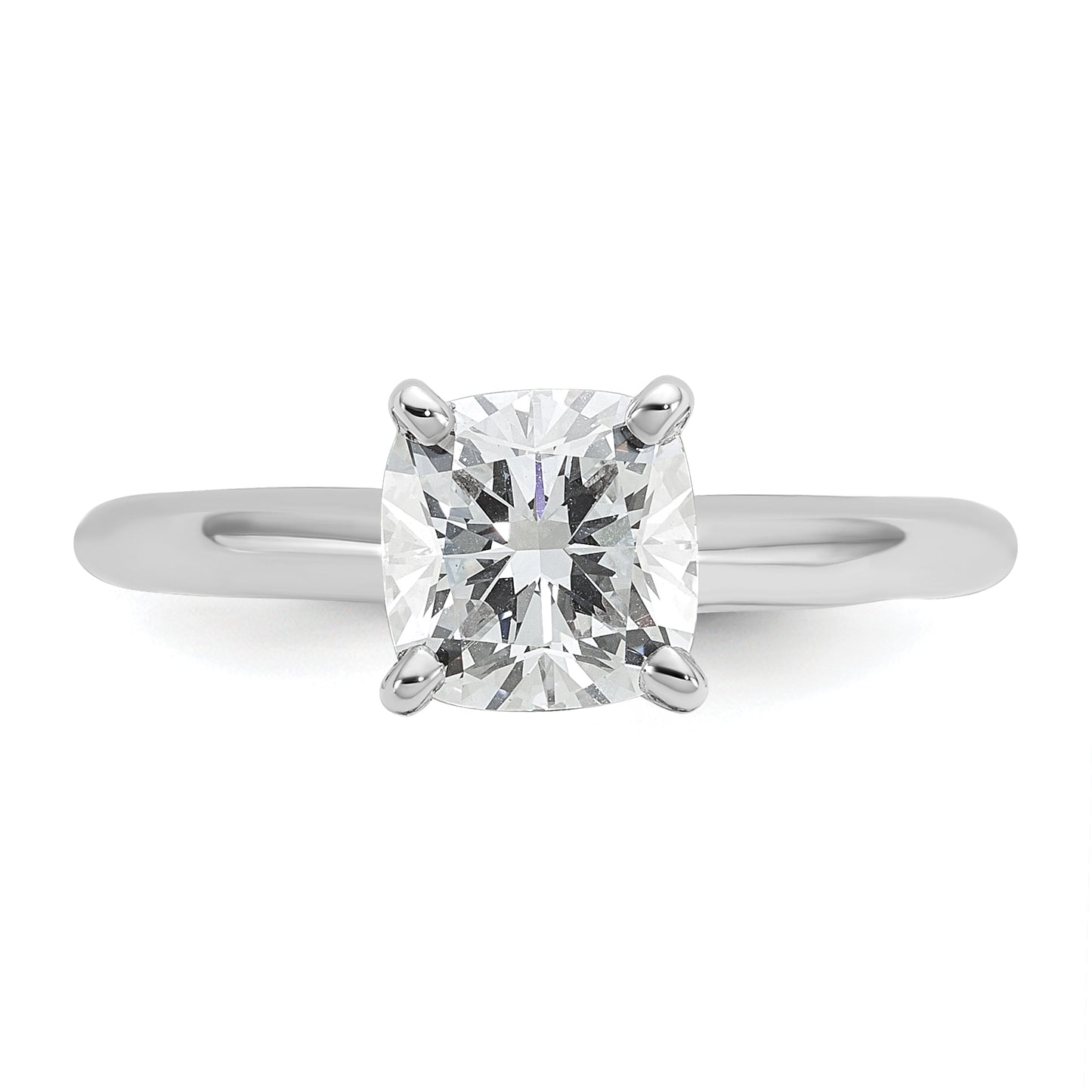 14k White Gold 1 1/2 Ct. Lab Grown Diamond VS/SI+ G+ Cushion Solitare Engagement Ring