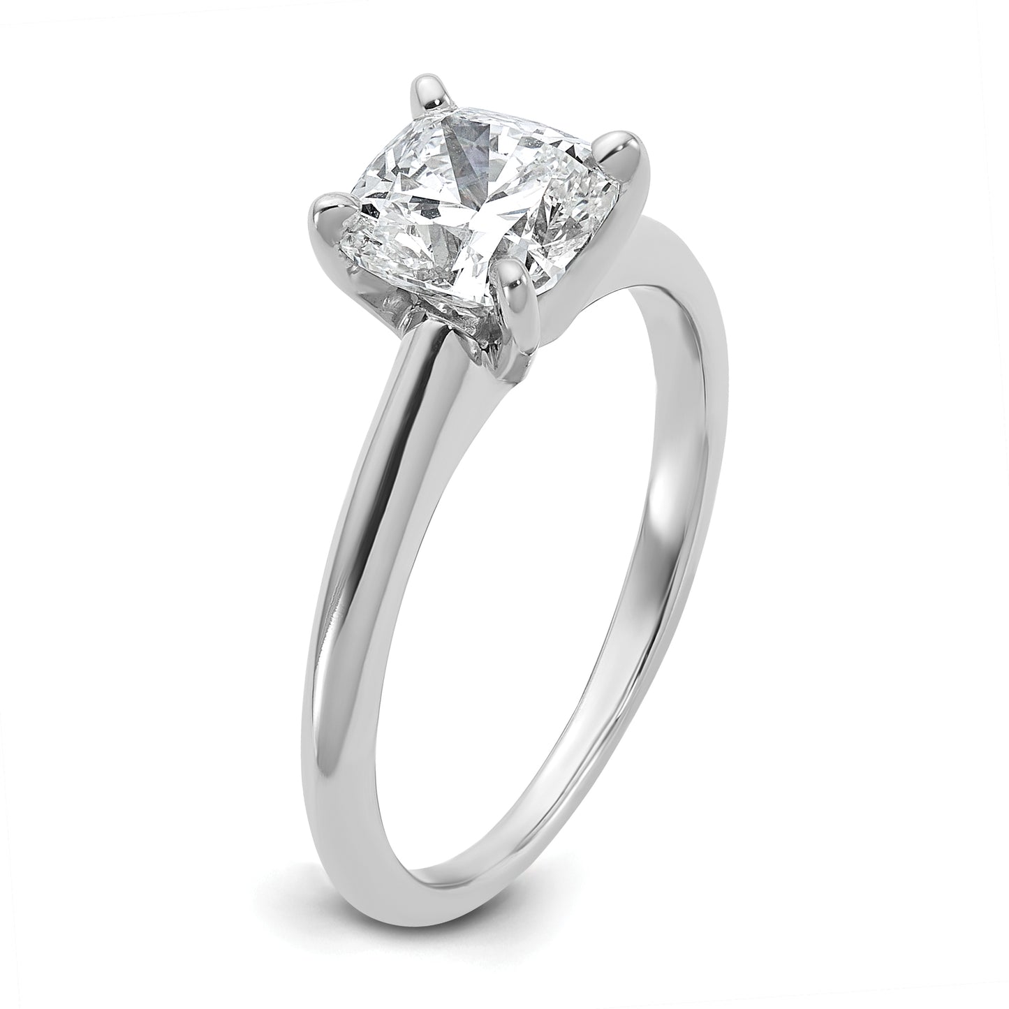 14k White Gold 1 1/2 Ct. Lab Grown Diamond VS/SI+ G+ Cushion Solitare Engagement Ring