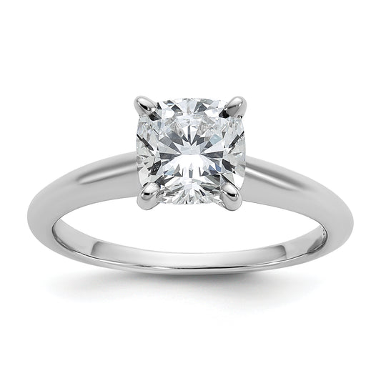 14k White Gold 1 1/2 Ct. Certified Lab Grown Diamond VS/SI+ G+ Cushion Solitare Engagement Ring