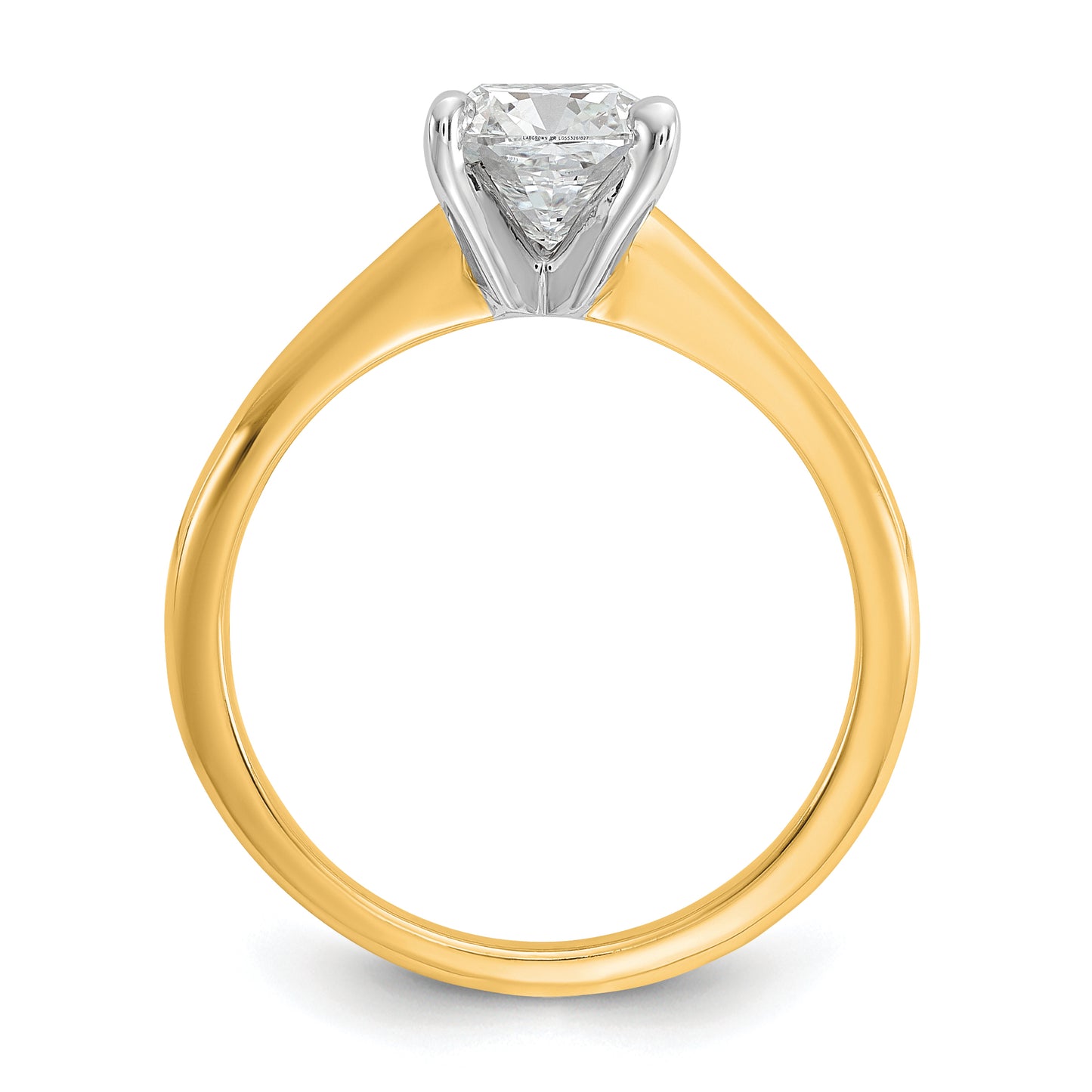 14k Two-tone 1 1/2 Ct. Certified Lab Grown Diamond VS/SI+ G+ Cushion Solitare Engagement Ring