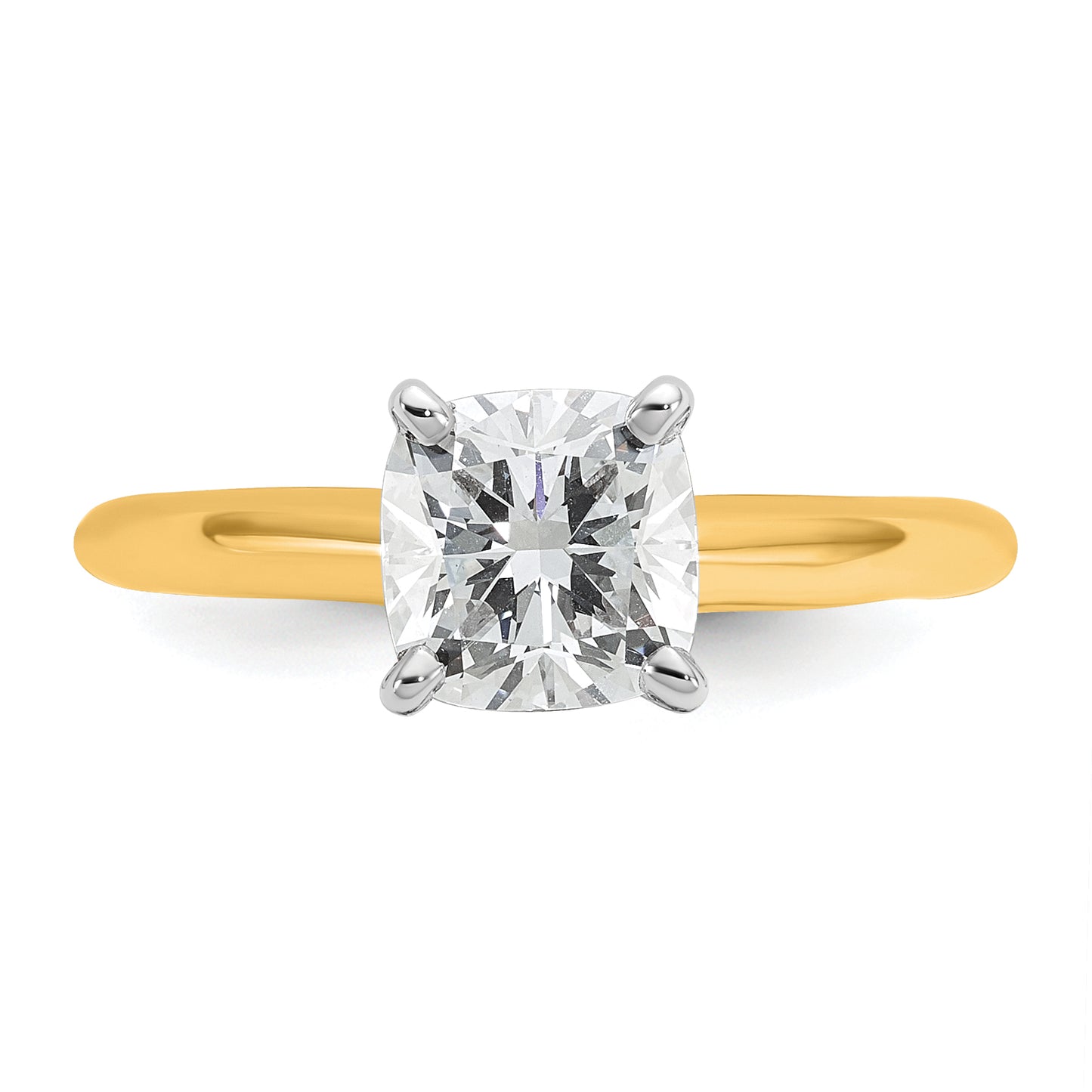 14k Two-tone 1 1/2 Ct. Lab Grown Diamond VS/SI+ G+ Cushion Solitare Engagement Ring