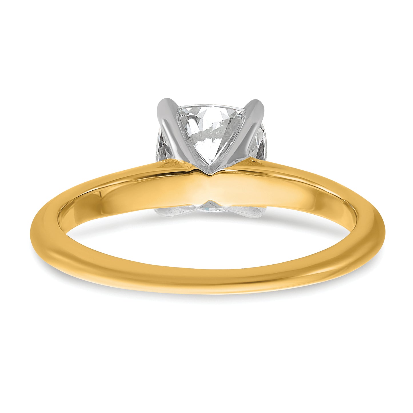 14k Two-tone 1 1/2 Ct. Certified Lab Grown Diamond VS/SI+ G+ Cushion Solitare Engagement Ring