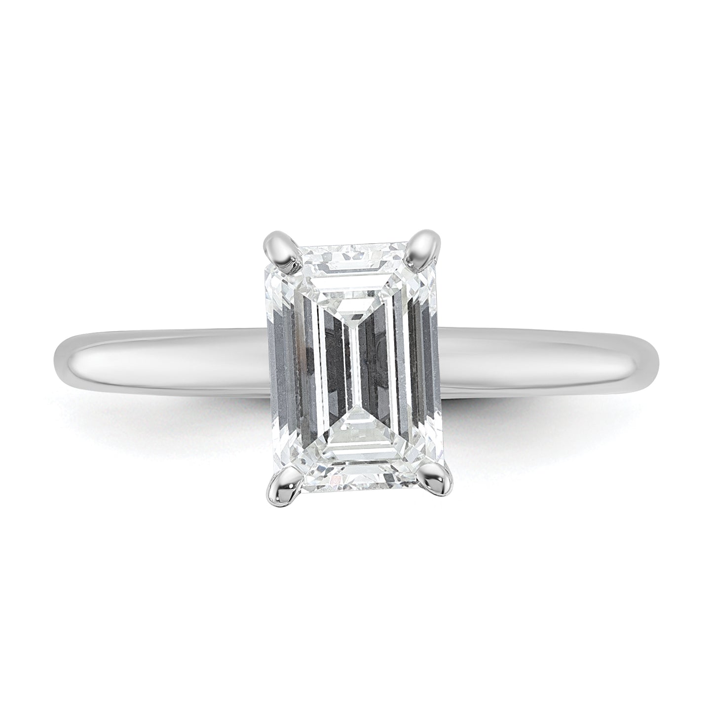 14k White Gold 1 1/2 Ct. Certified Lab Grown Diamond VS/SI+ G+ Emerald Solitare Engagement Ring