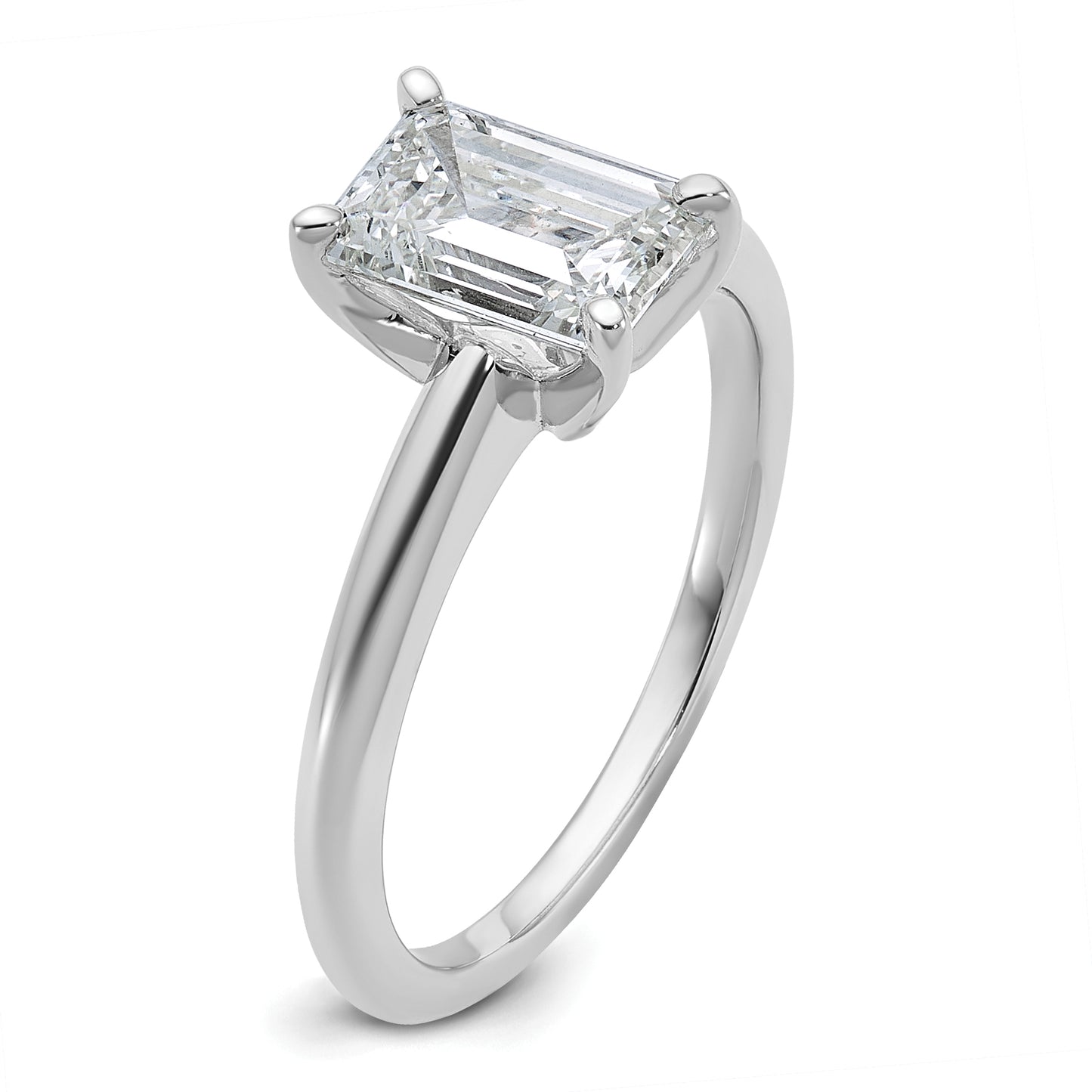 14k White Gold 1 1/2 Ct. Certified Lab Grown Diamond VS/SI+ G+ Emerald Solitare Engagement Ring