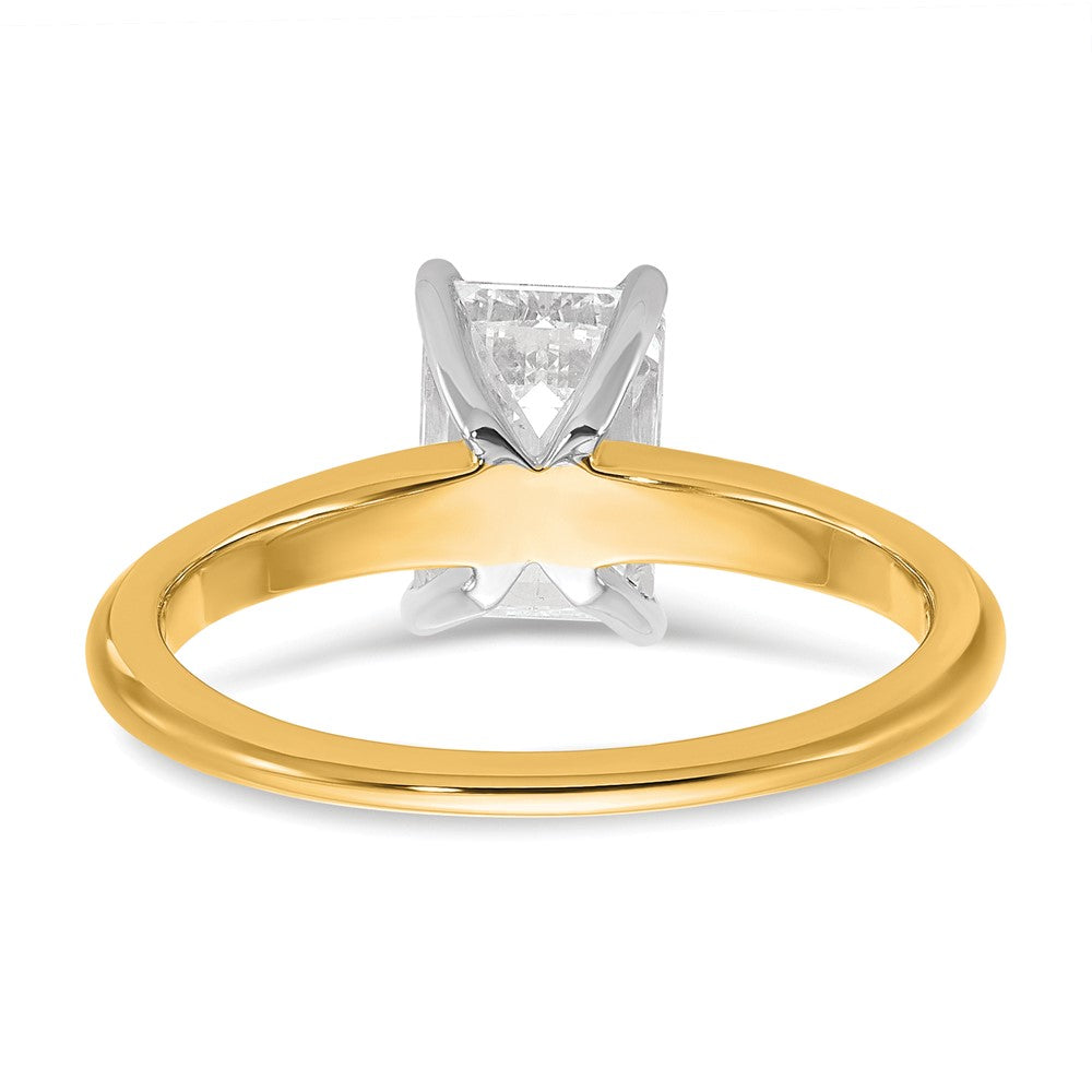 14k Two-tone 1 1/2 Ct. Certified Lab Grown Diamond VS/SI+ G+ Emerald Solitare Engagement Ring