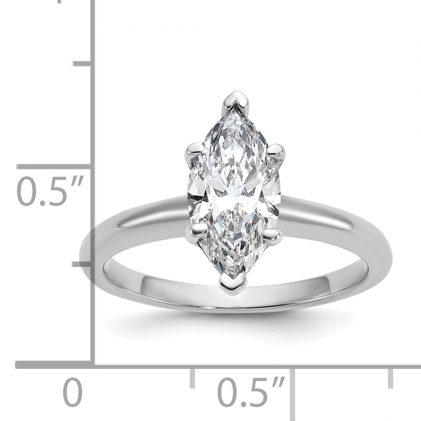 14k White Gold 1 1/2 Ct. Lab Grown Diamond VS/SI+ G+ Marquise Solitare Engagement Ring