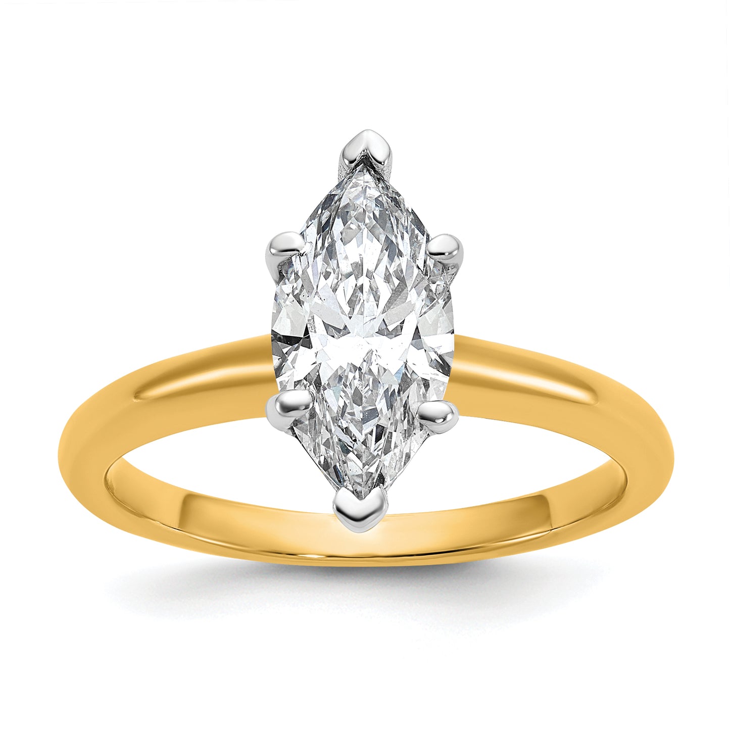 14k Two-tone 1 1/2 Ct. Lab Grown Diamond VS/SI+ G+ Marquise Solitare Engagement Ring