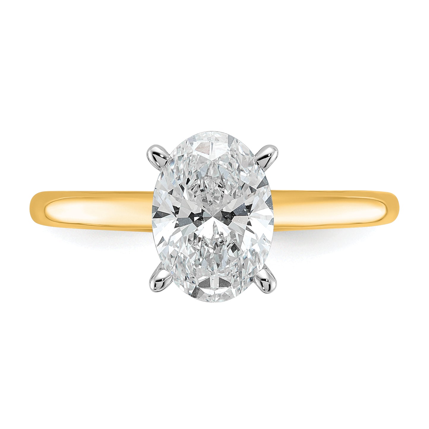 14k Two-tone 1 1/2 Ct. Certified Lab Grown Diamond VS/SI+ G+ Oval Solitare Engagement Ring