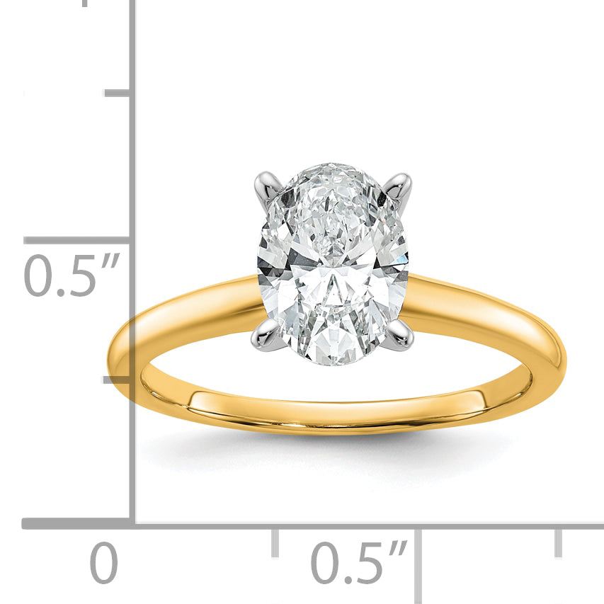 14k Two-tone 1 1/2 Ct. Lab Grown Diamond VS/SI+ G+ Oval Solitare Engagement Ring