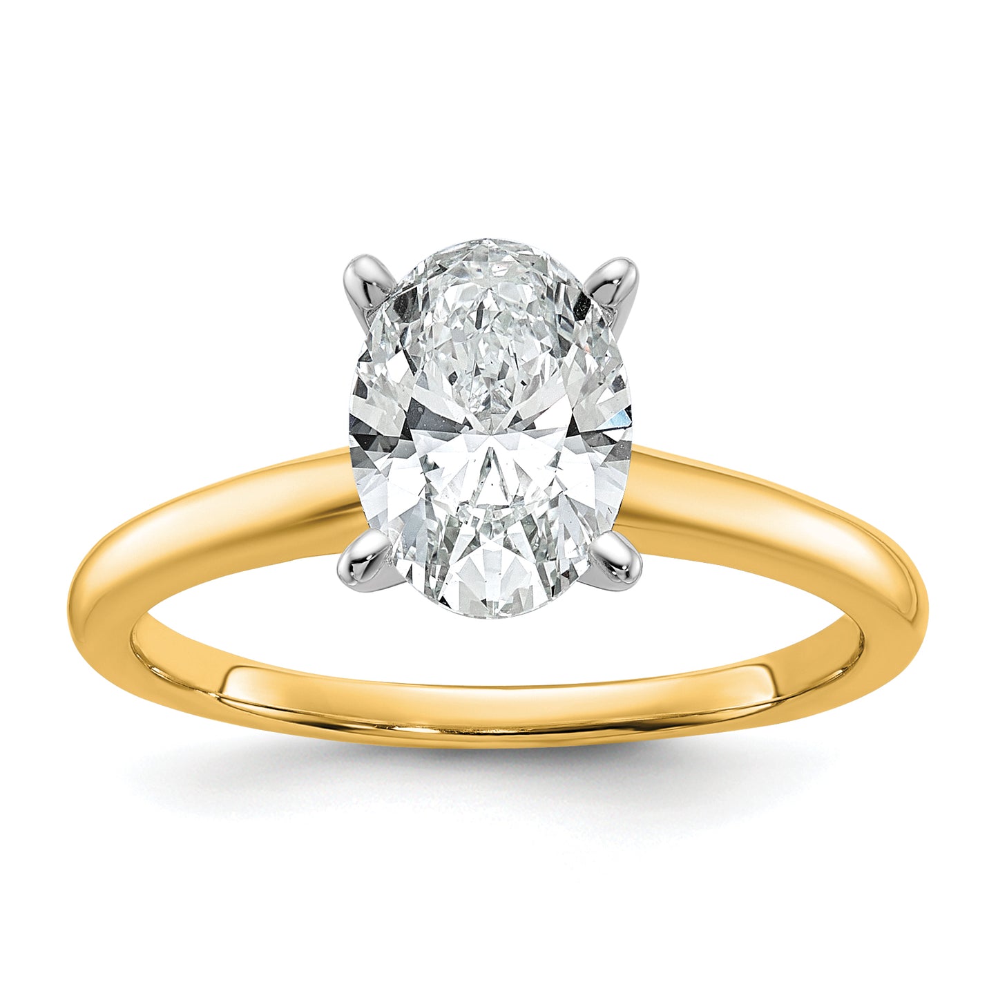 14k Two-tone 1 1/2 Ct. Certified Lab Grown Diamond VS/SI+ G+ Oval Solitare Engagement Ring