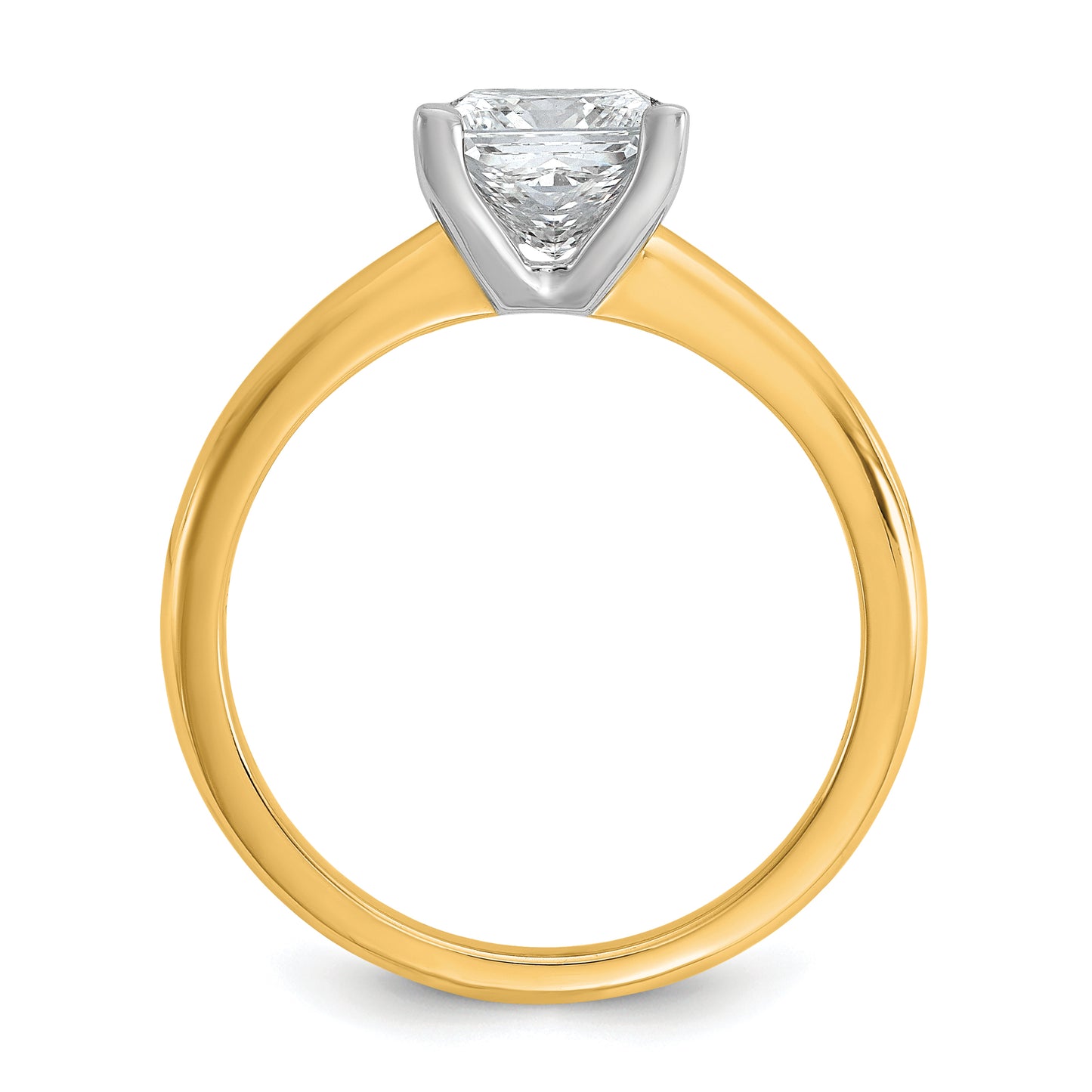 14k Two-tone 1 1/2 Ct. Certified Lab Grown Diamond VS/SI+ G+ Princess Solitare Engagement Ring