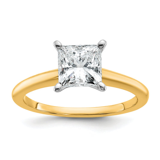 14k Two-tone 1 1/2 Ct. Lab Grown Diamond VS/SI+ G+ Princess Solitare Engagement Ring