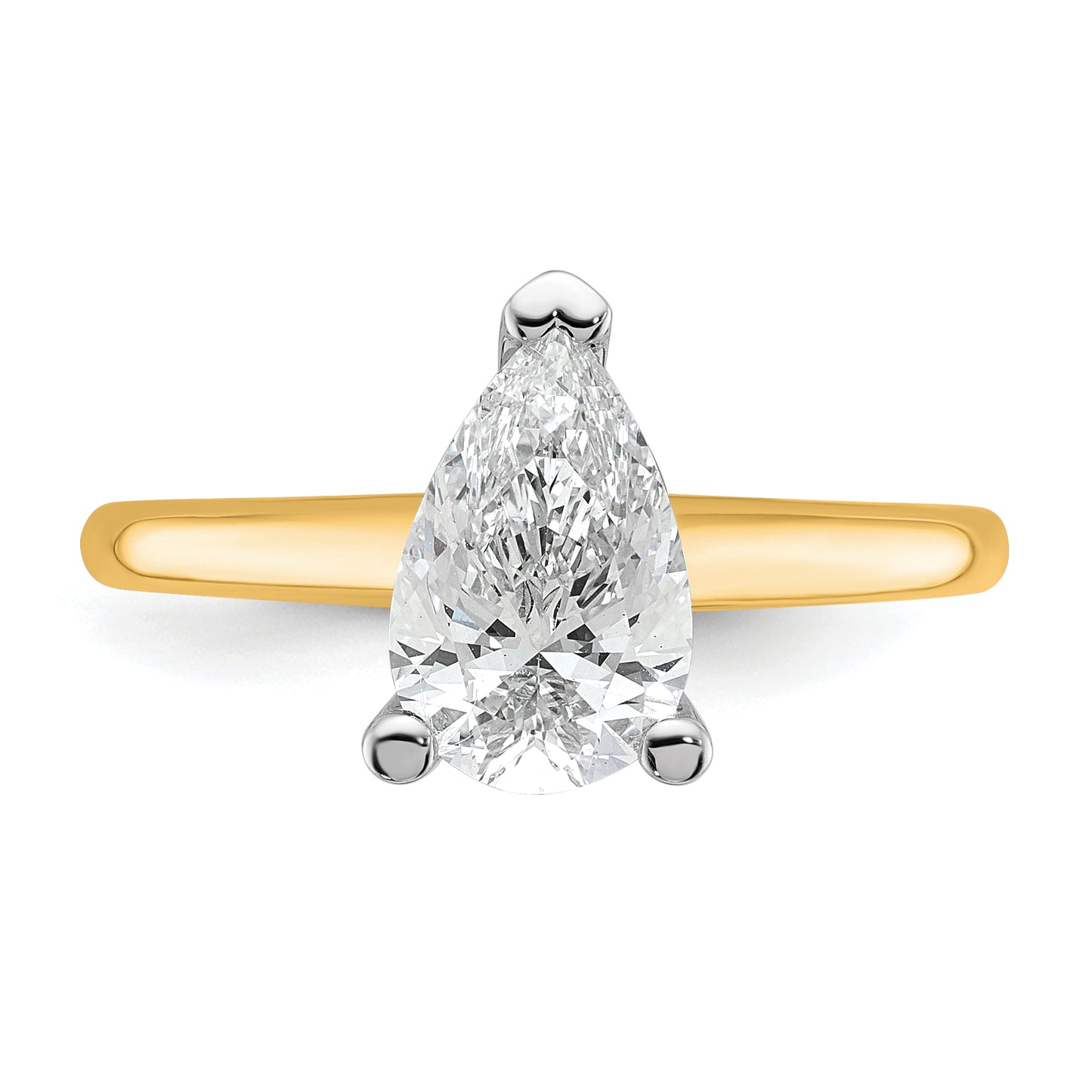 14k Two-tone 1 1/2 Ct. Lab Grown Diamond VS/SI+ G+ Pear Solitare Engagement Ring