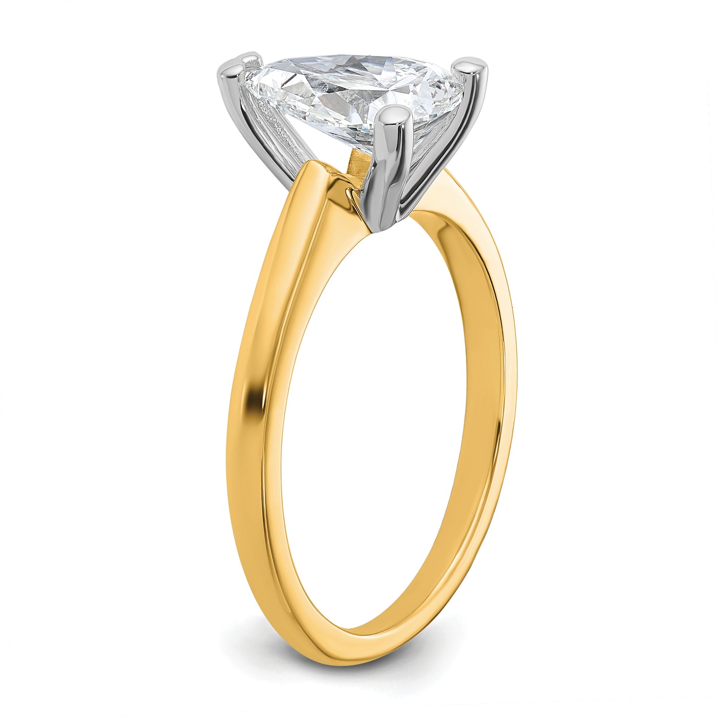 14k Two-tone 1 1/2 Ct. Certified Lab Grown Diamond VS/SI+ G+ Pear Solitare Engagement Ring