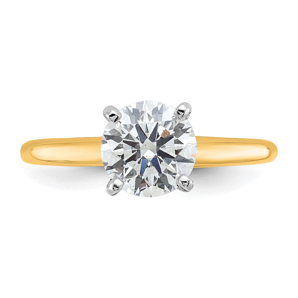 14k Two-tone 1 1/2 Ct. Certified Complete Lab Grown Diamond VS/SI+ G+ Round Solitaire Engagement Ring