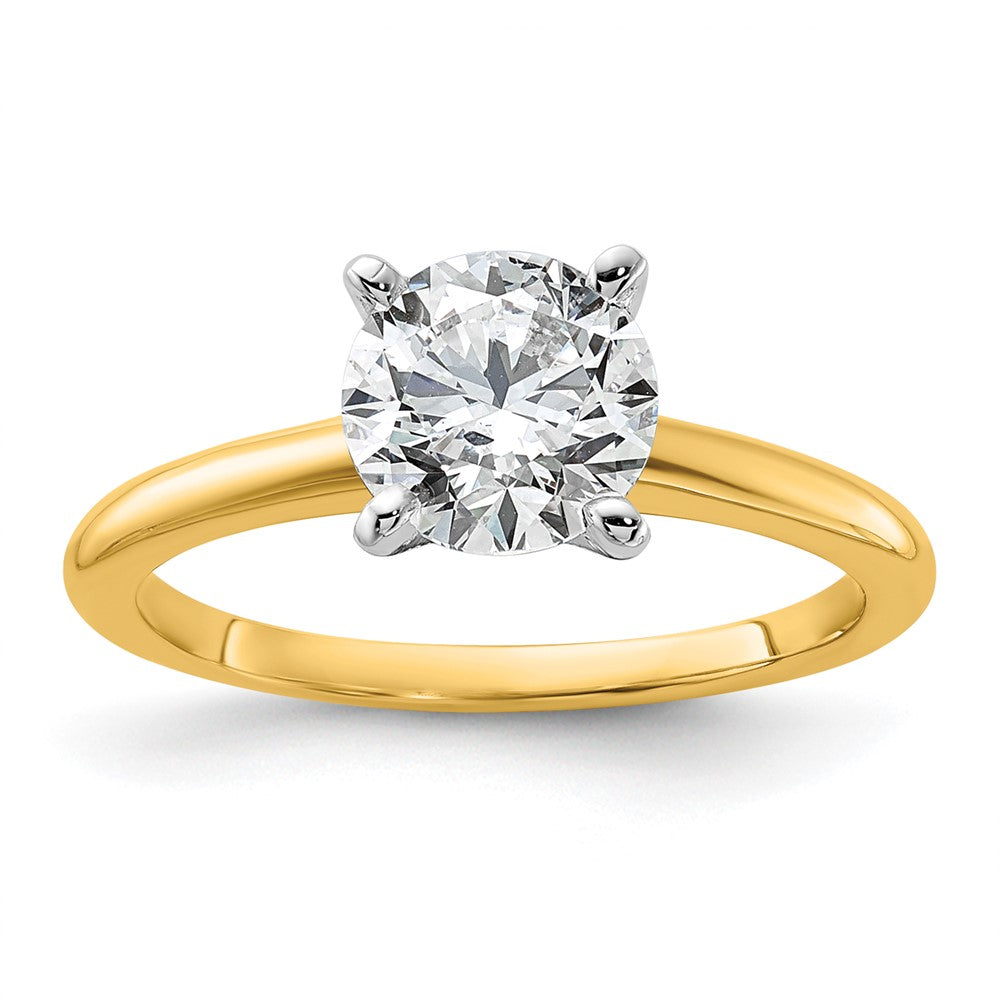 14k Two-tone 1 1/2 Ct. Certified Complete Lab Grown Diamond VS/SI+ G+ Round Solitaire Engagement Ring