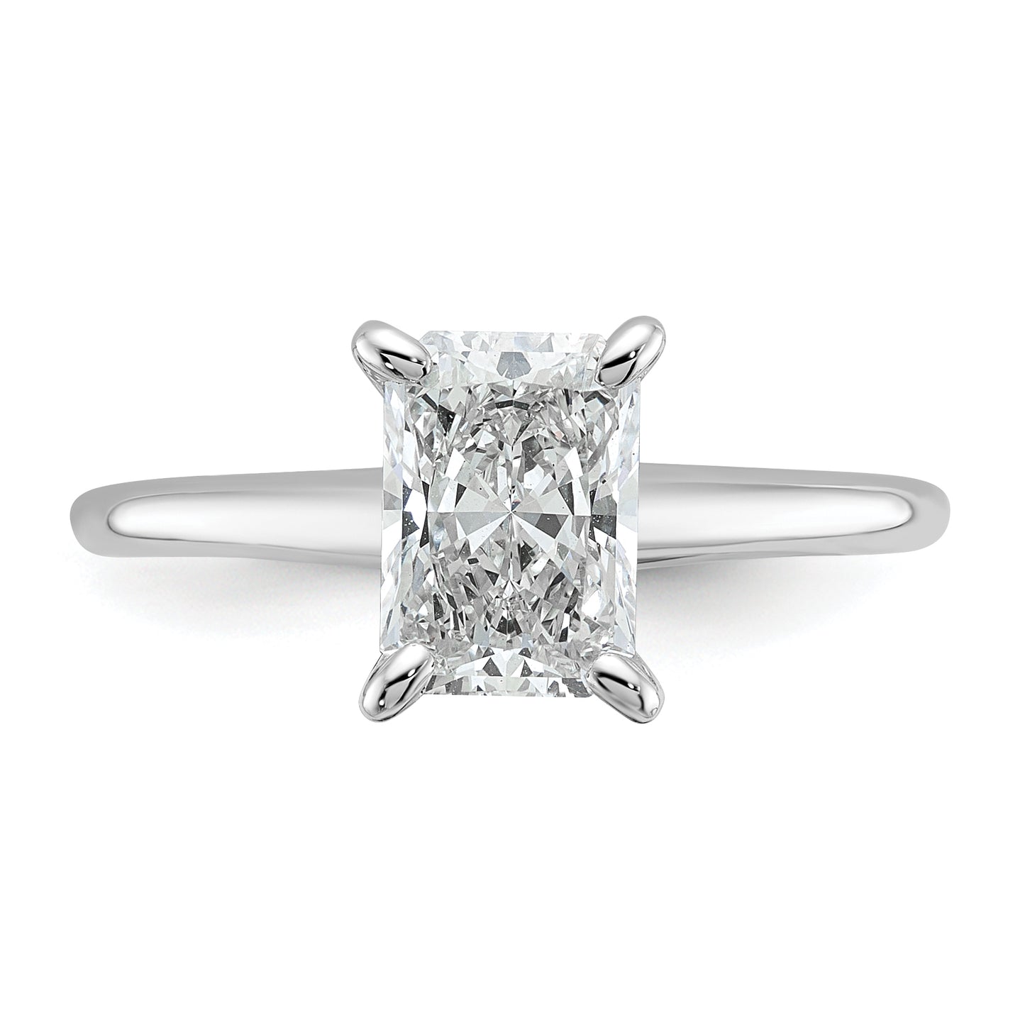 14k White Gold 1 1/2 Ct. Certified Lab Grown Diamond VS/SI+ G+ Radiant Solitare Engagement Ring