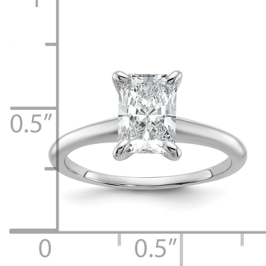 14k White Gold 1 1/2 Ct. Certified Lab Grown Diamond VS/SI+ G+ Radiant Solitare Engagement Ring