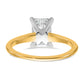 14k Two-tone 1 1/2 Ct. Lab Grown Diamond VS/SI+ G+ Radiant Solitare Engagement Ring