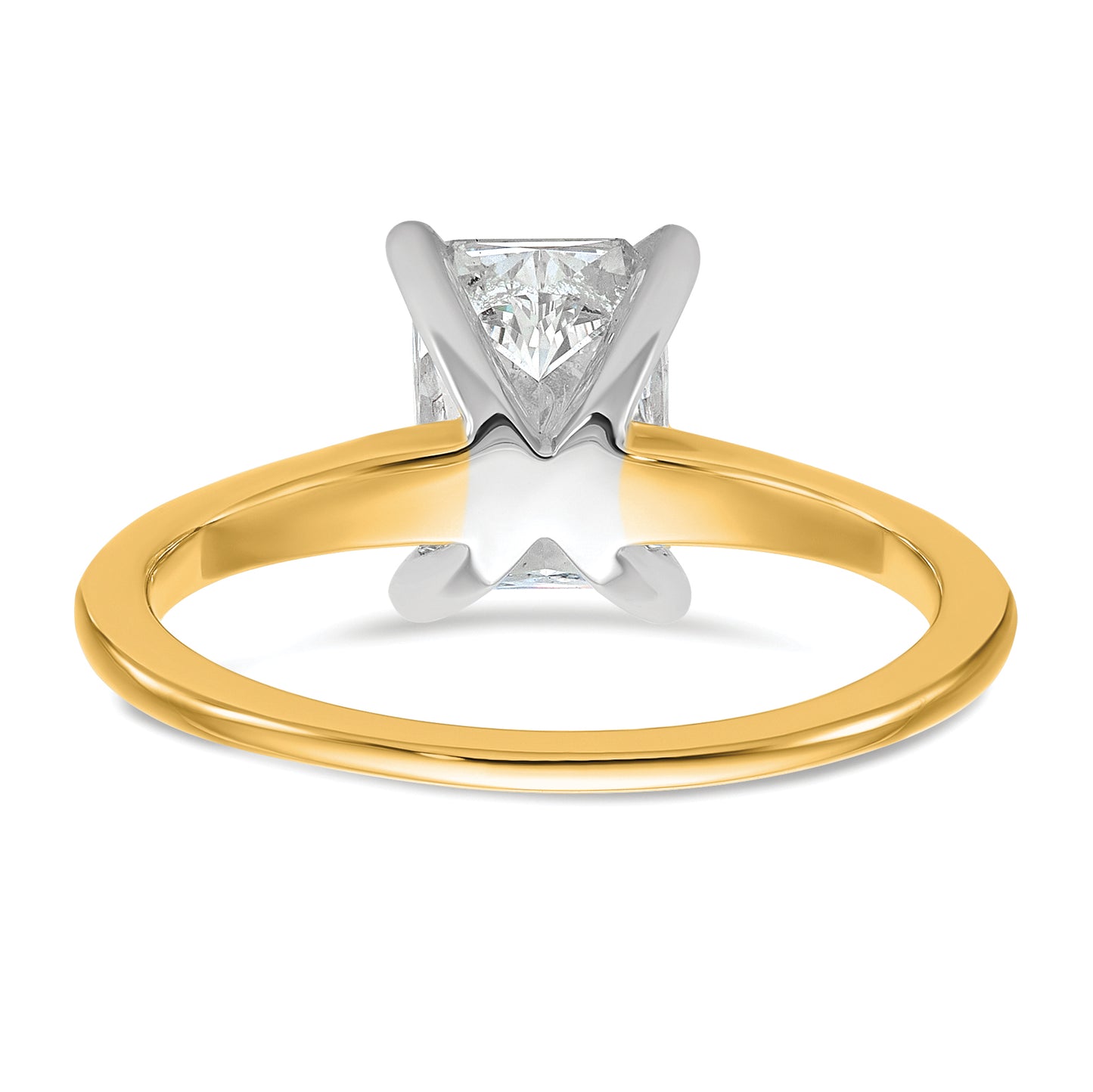 14k Two-tone 1 1/2 Ct. Certified Lab Grown Diamond VS/SI+ G+ Radiant Solitare Engagement Ring