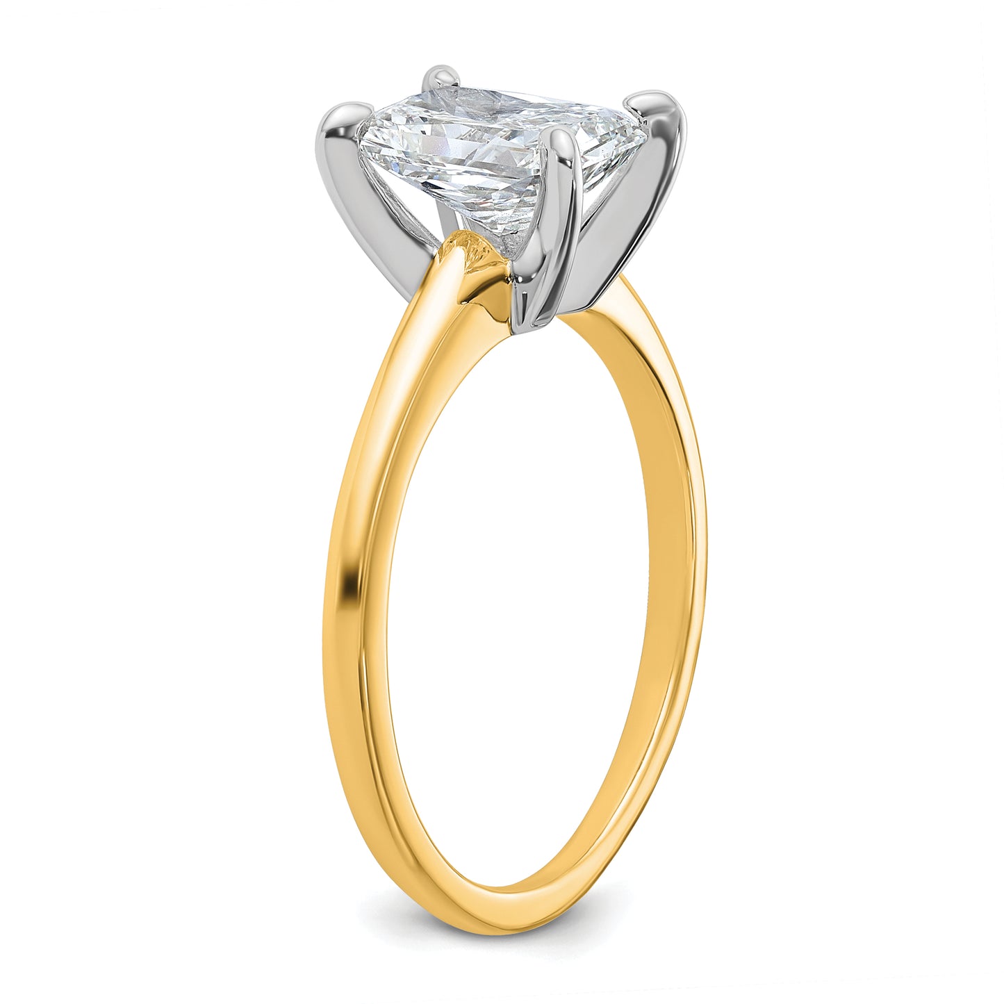 14k Two-tone 1 1/2 Ct. Lab Grown Diamond VS/SI+ G+ Radiant Solitare Engagement Ring