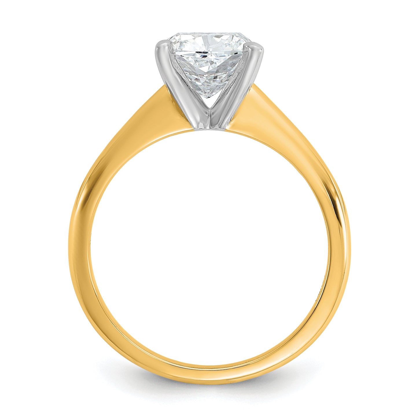 14k Two-tone 2 Ct. Certified Lab Grown Diamond VS/SI+ G+ Cushion Solitare Engagement Ring