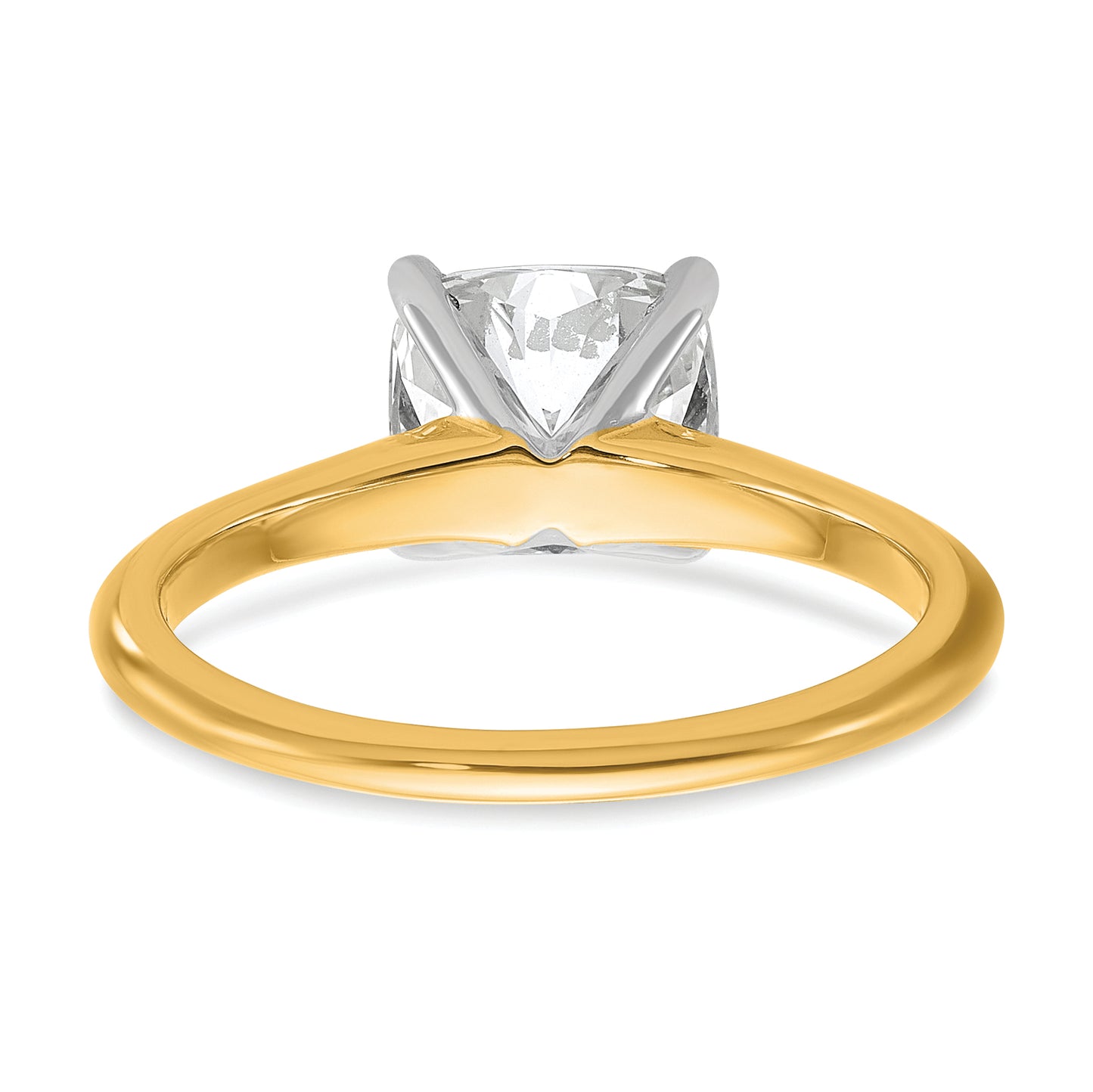 14k Two-tone 2 Ct. Certified Lab Grown Diamond VS/SI+ G+ Cushion Solitare Engagement Ring