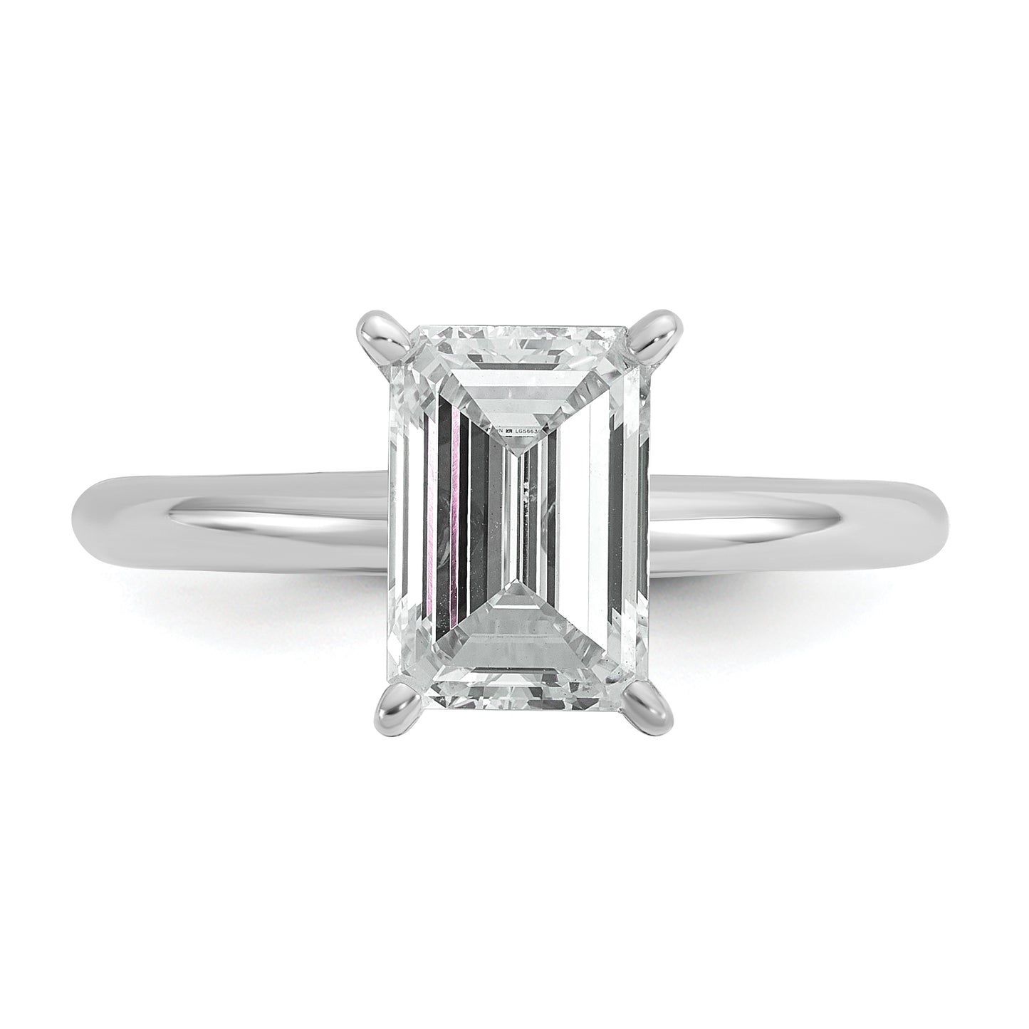 14k White Gold 2 Ct. Lab Grown Diamond VS/SI+ G+ Emerald Solitare Engagement Ring