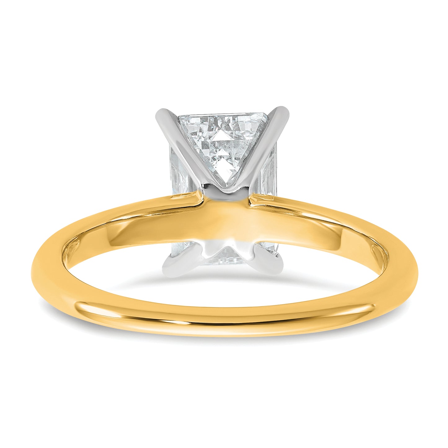 14k Two-tone 2 Ct. Certified Lab Grown Diamond VS/SI+ G+ Emerald Solitare Engagement Ring