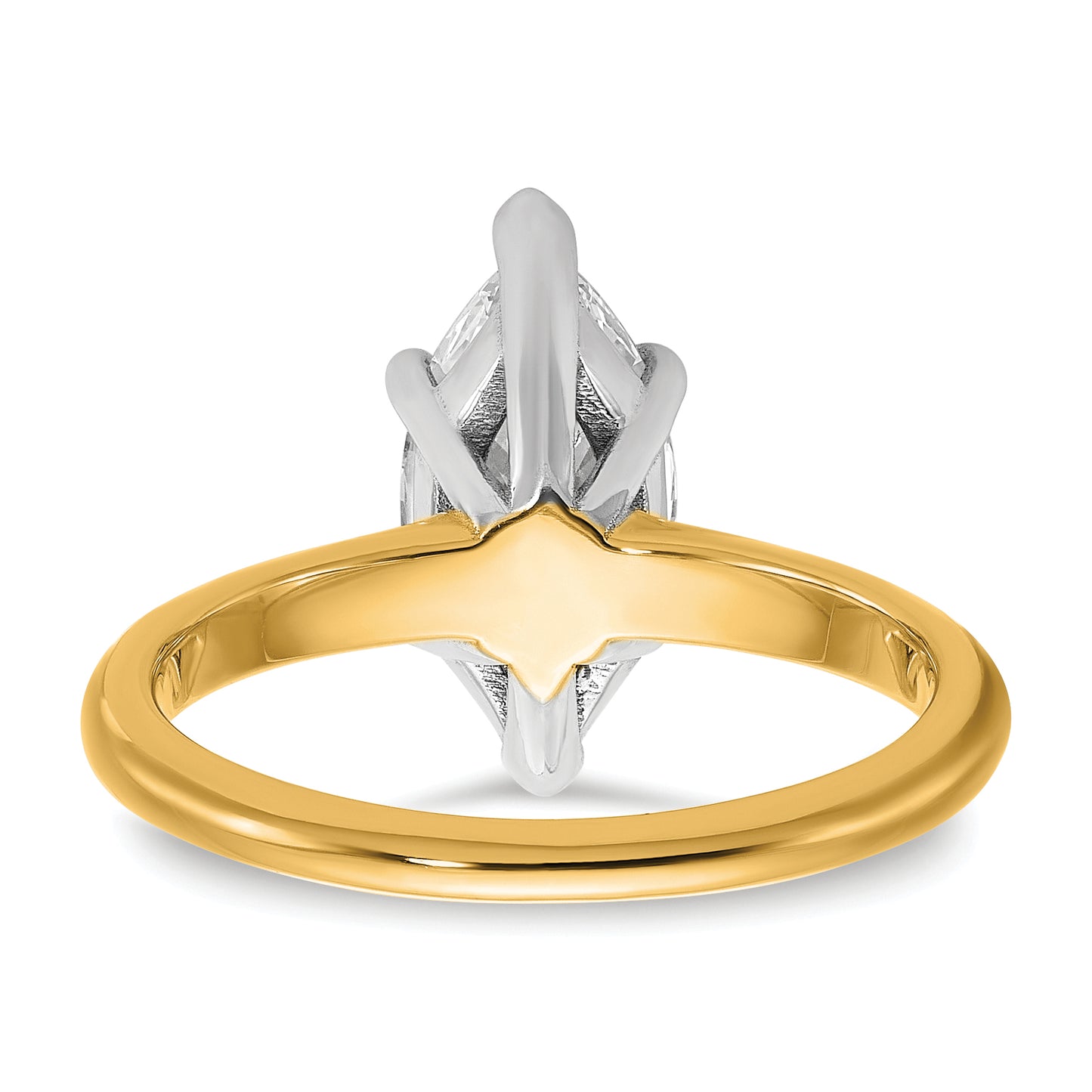 14k Two-tone 2 Ct. Certified Lab Grown Diamond VS/SI+ G+ Marquise Solitare Engagement Ring