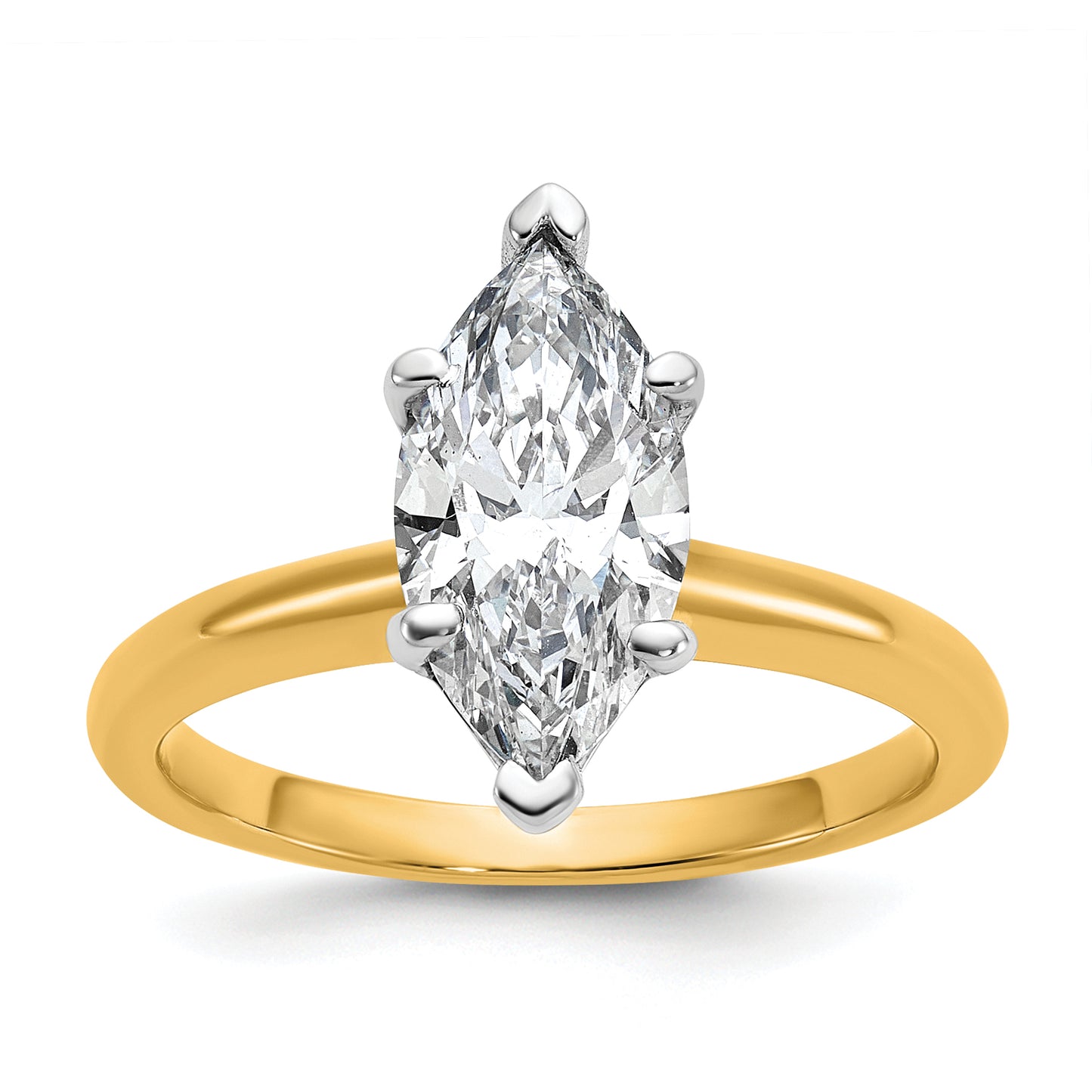 14k Two-tone 2 Ct. Lab Grown Diamond VS/SI+ G+ Marquise Solitare Engagement Ring