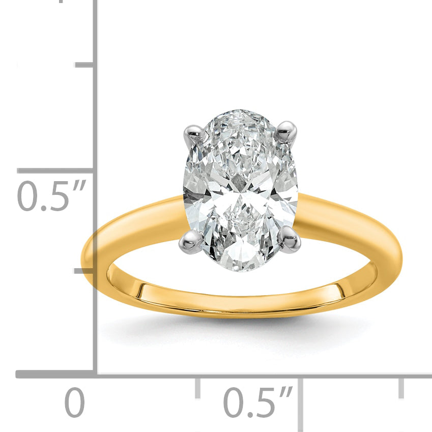 14k Two-tone 2 Ct. Lab Grown Diamond VS/SI+ G+ Oval Solitare Engagement Ring