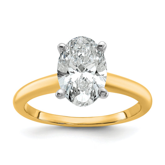 14k Two-tone 2 Ct. Lab Grown Diamond VS/SI+ G+ Oval Solitare Engagement Ring