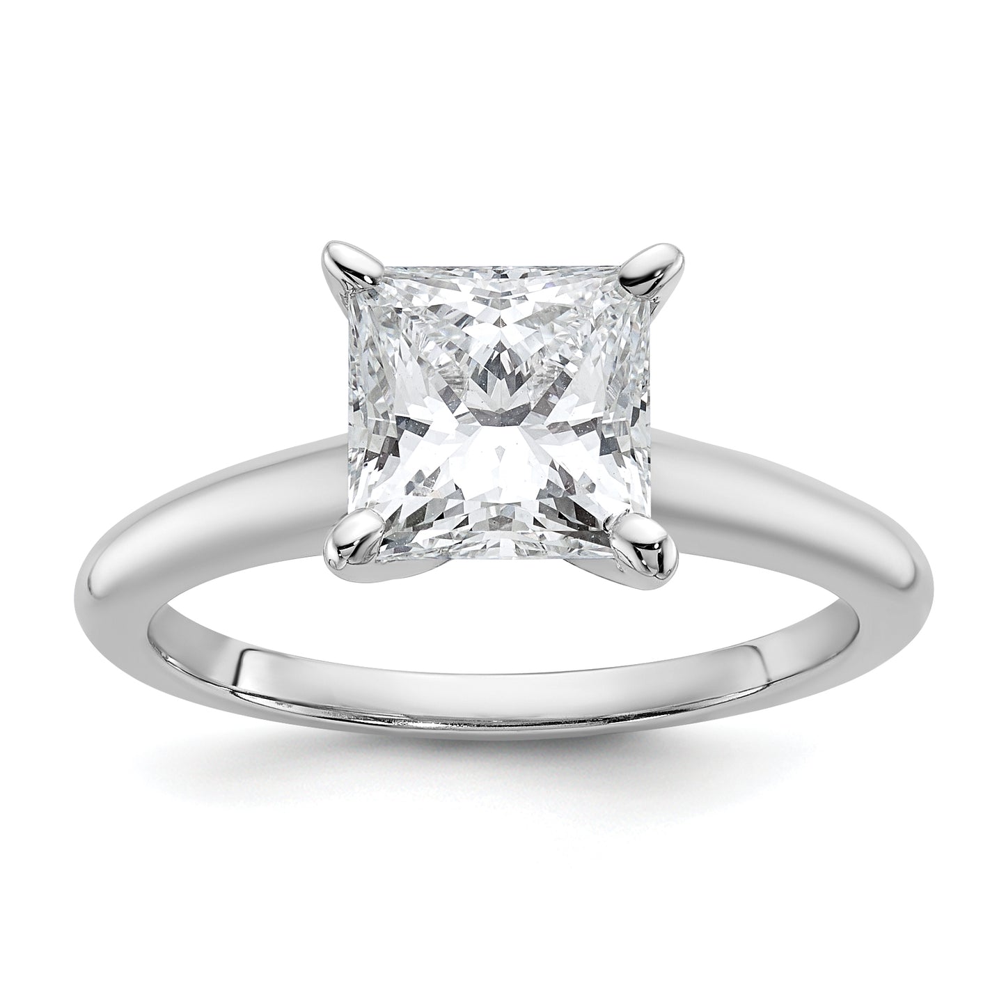 14k White Gold 2 Ct. Certified Lab Grown Diamond VS/SI+ G+ Princess Solitare Engagement Ring