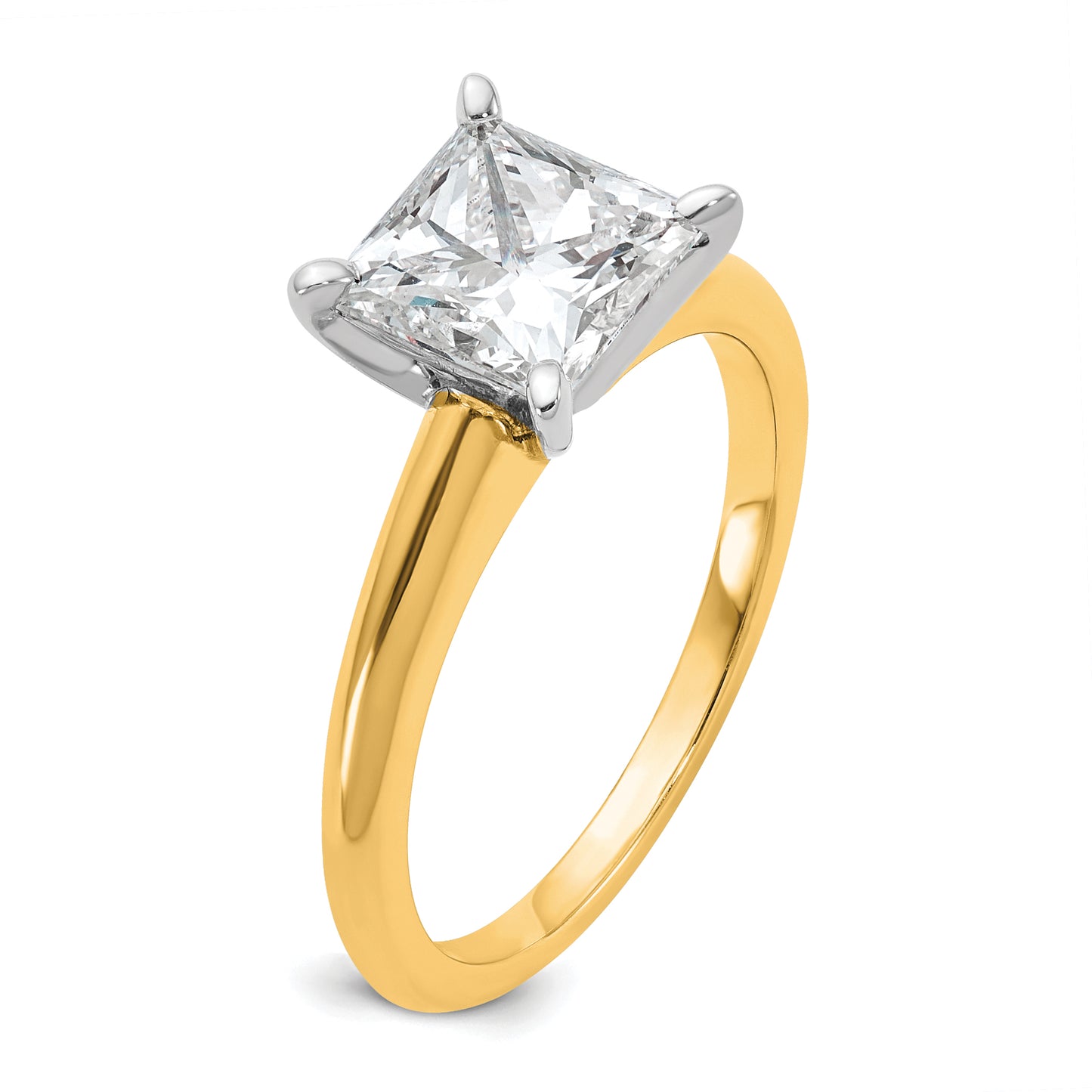 14k Two-tone 2 Ct. Lab Grown Diamond VS/SI+ G+ Princess Solitare Engagement Ring