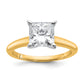 14k Two-tone 2 Ct. Lab Grown Diamond VS/SI+ G+ Princess Solitare Engagement Ring