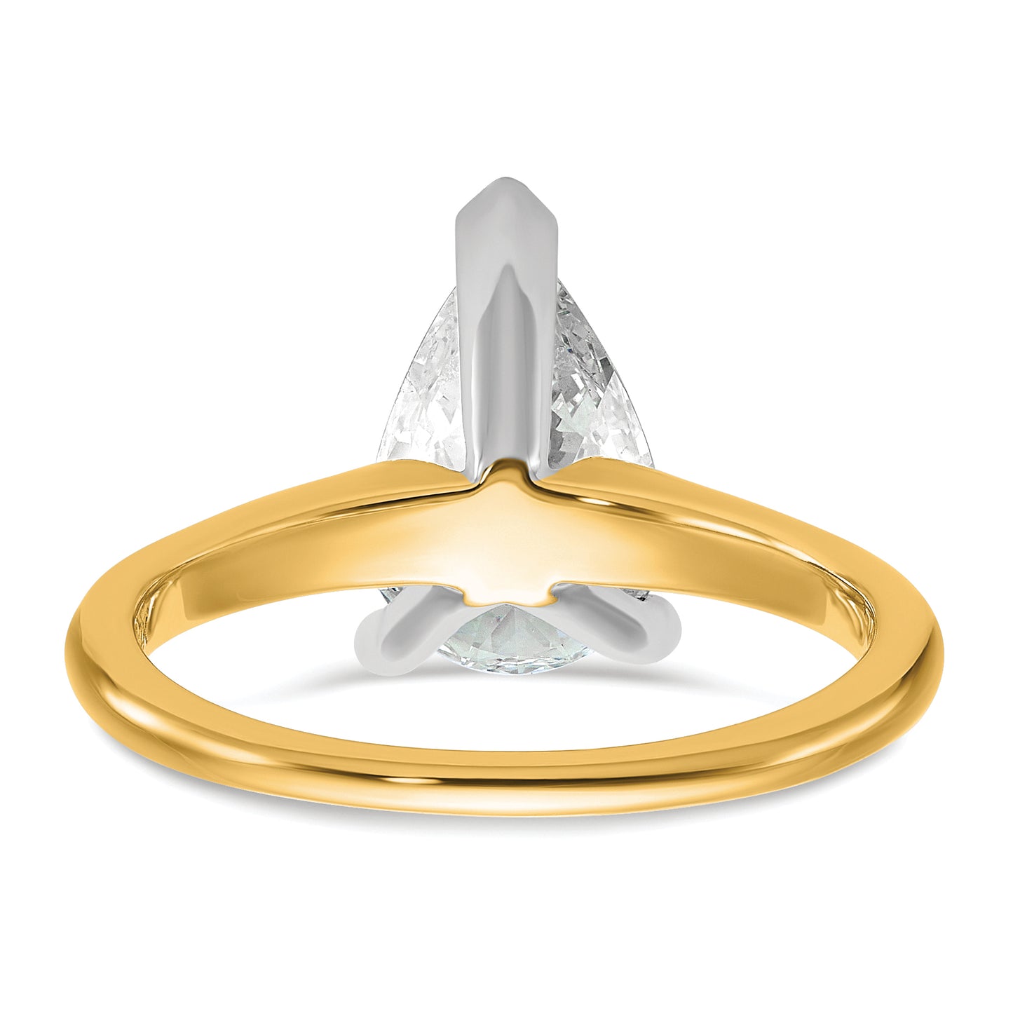 14k Two-tone 2 Ct. Certified Lab Grown Diamond VS/SI+ G+ Pear Solitare Engagement Ring