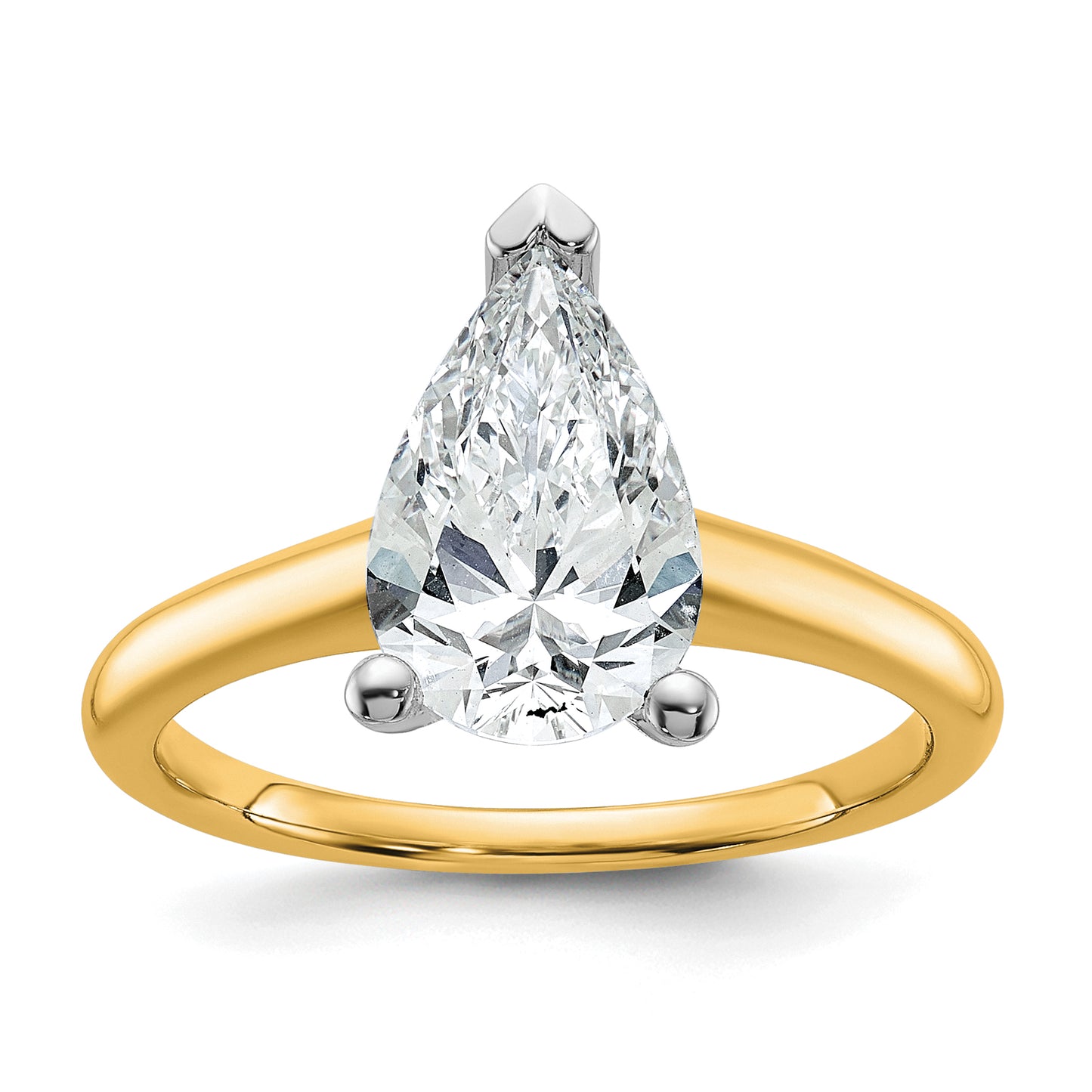 14k Two-tone 2 Ct. Certified Lab Grown Diamond VS/SI+ G+ Pear Solitare Engagement Ring