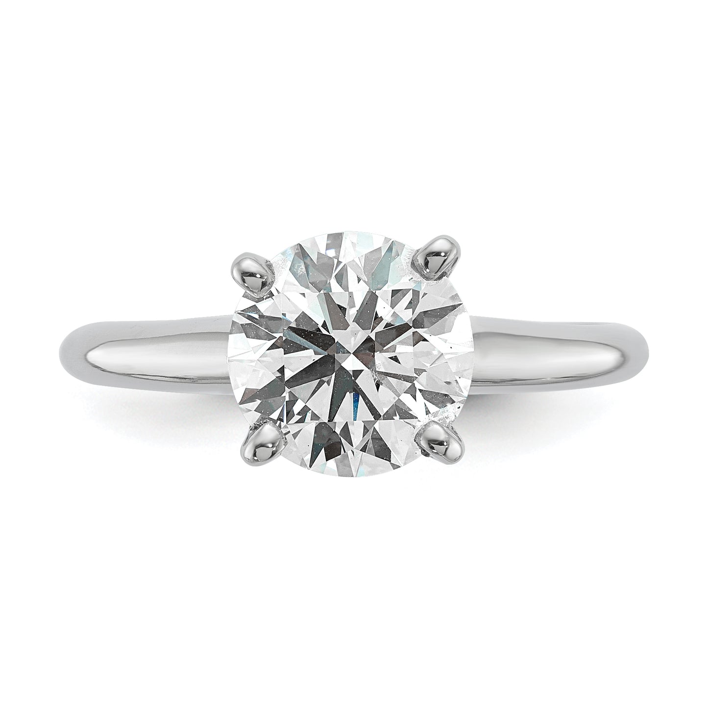 14k White Gold 2 Ct. Lab Grown Diamond VS/SI+ G+ Round Solitaire Engagement Ring