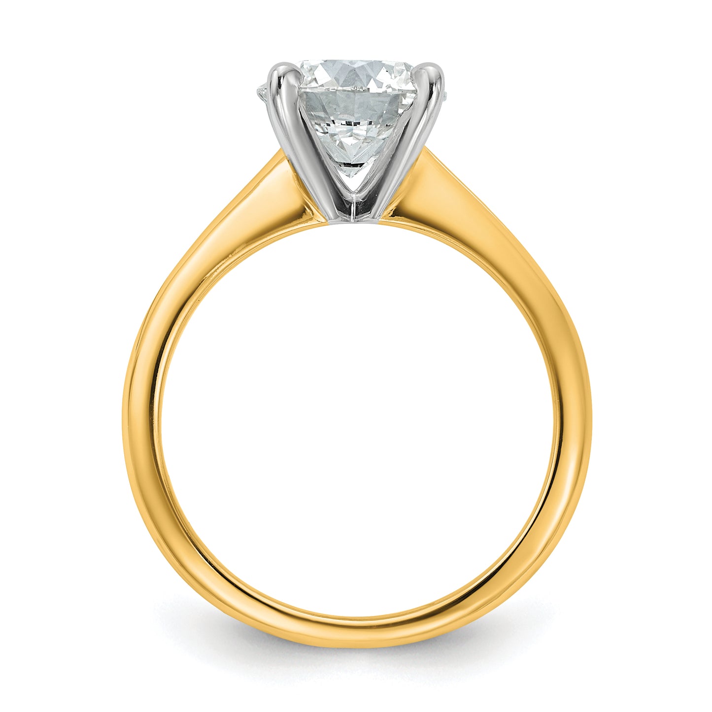 14k Two-tone 2 Ct. Certified Lab Grown Diamond VS/SI+ G+ Round Solitaire Engagement Ring