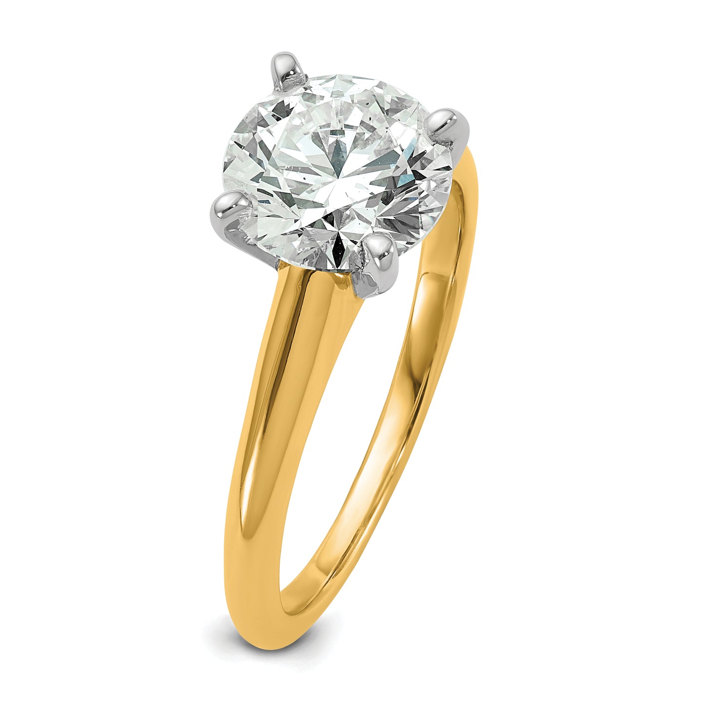 14k Two-tone 2 Ct. Certified Lab Grown Diamond VS/SI+ G+ Round Solitaire Engagement Ring