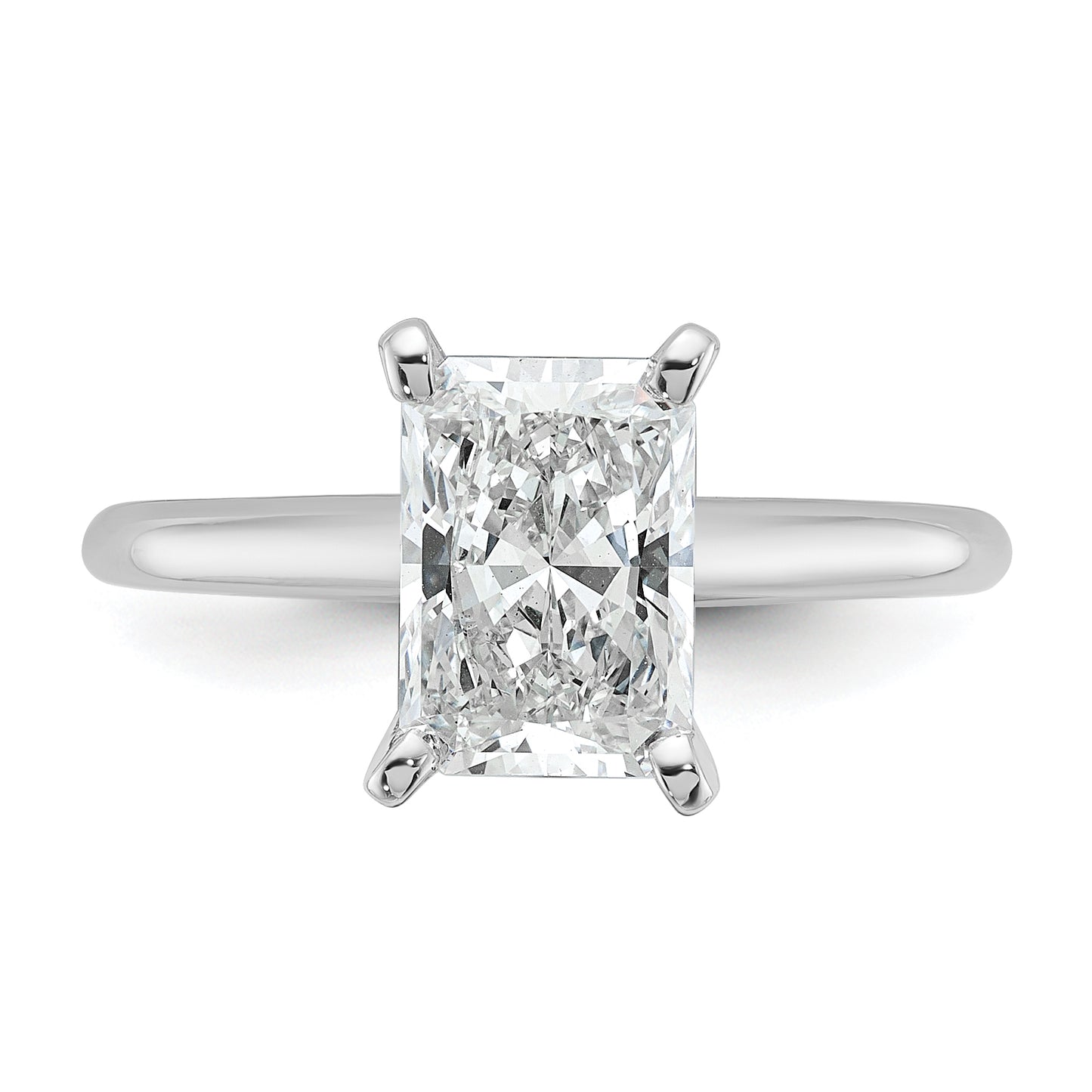 14k White Gold 2 Ct. Certified Lab Grown Diamond VS/SI+ G+ Radiant Solitare Engagement Ring