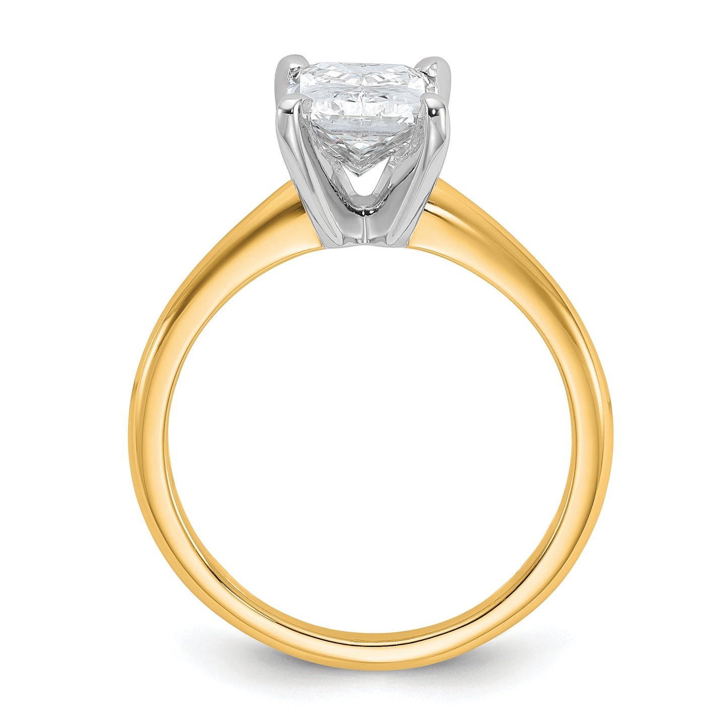 14k Two-tone 2 Ct. Certified Lab Grown Diamond VS/SI+ G+ Radiant Solitare Engagement Ring