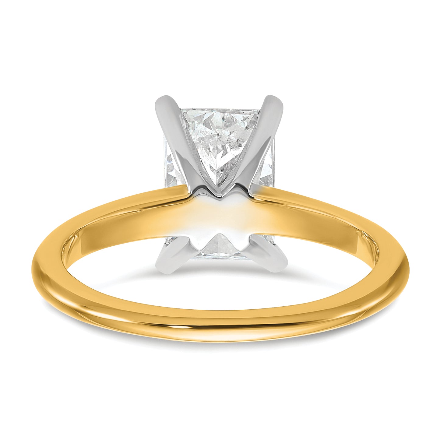 14k Two-tone 2 Ct. Certified Lab Grown Diamond VS/SI+ G+ Radiant Solitare Engagement Ring