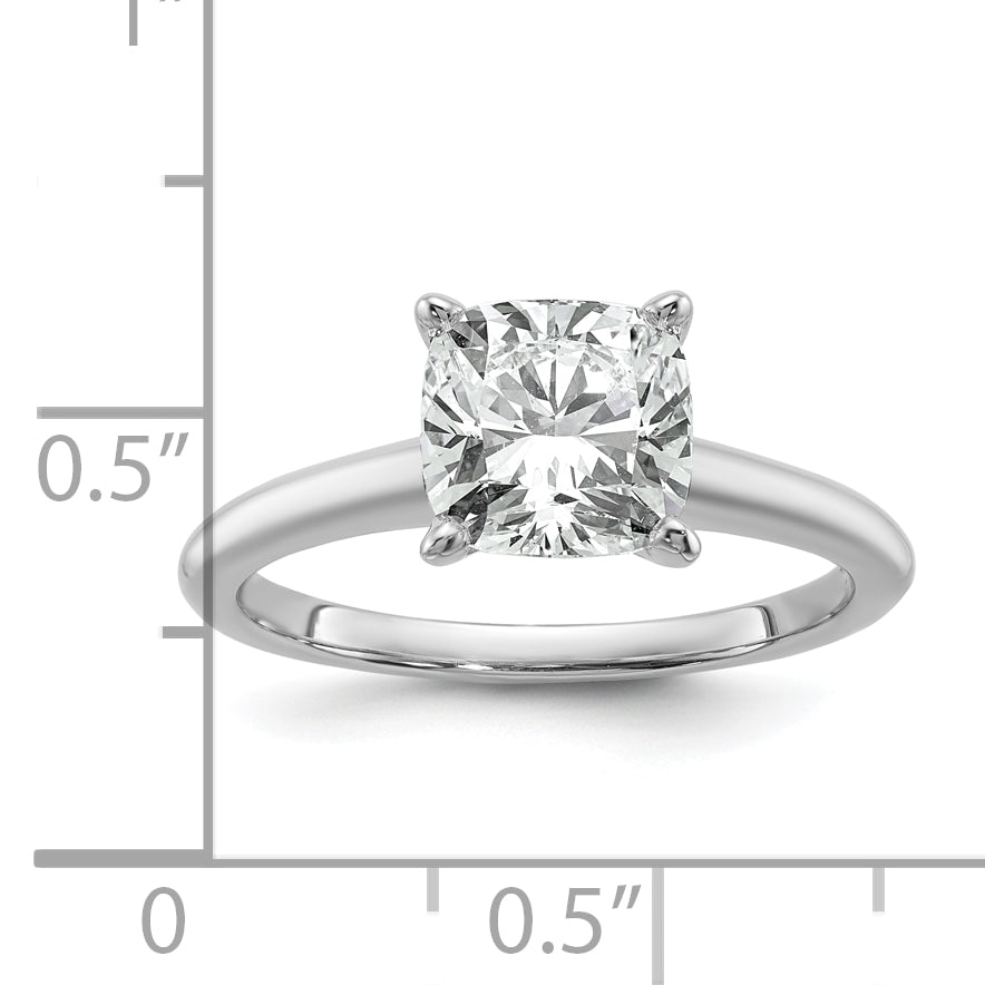 14k White Gold 2 1/2 Ct. Lab Grown Diamond VS/SI+ G+ Cushion Solitare Engagement Ring